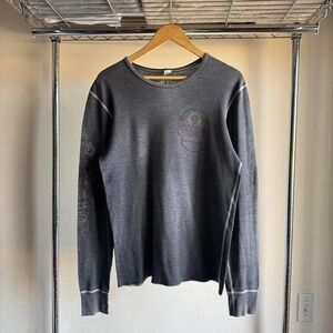 2BFree Free People Gray Long Sleeve Waffle Weave Thermal Style Long Sleeve Shirt